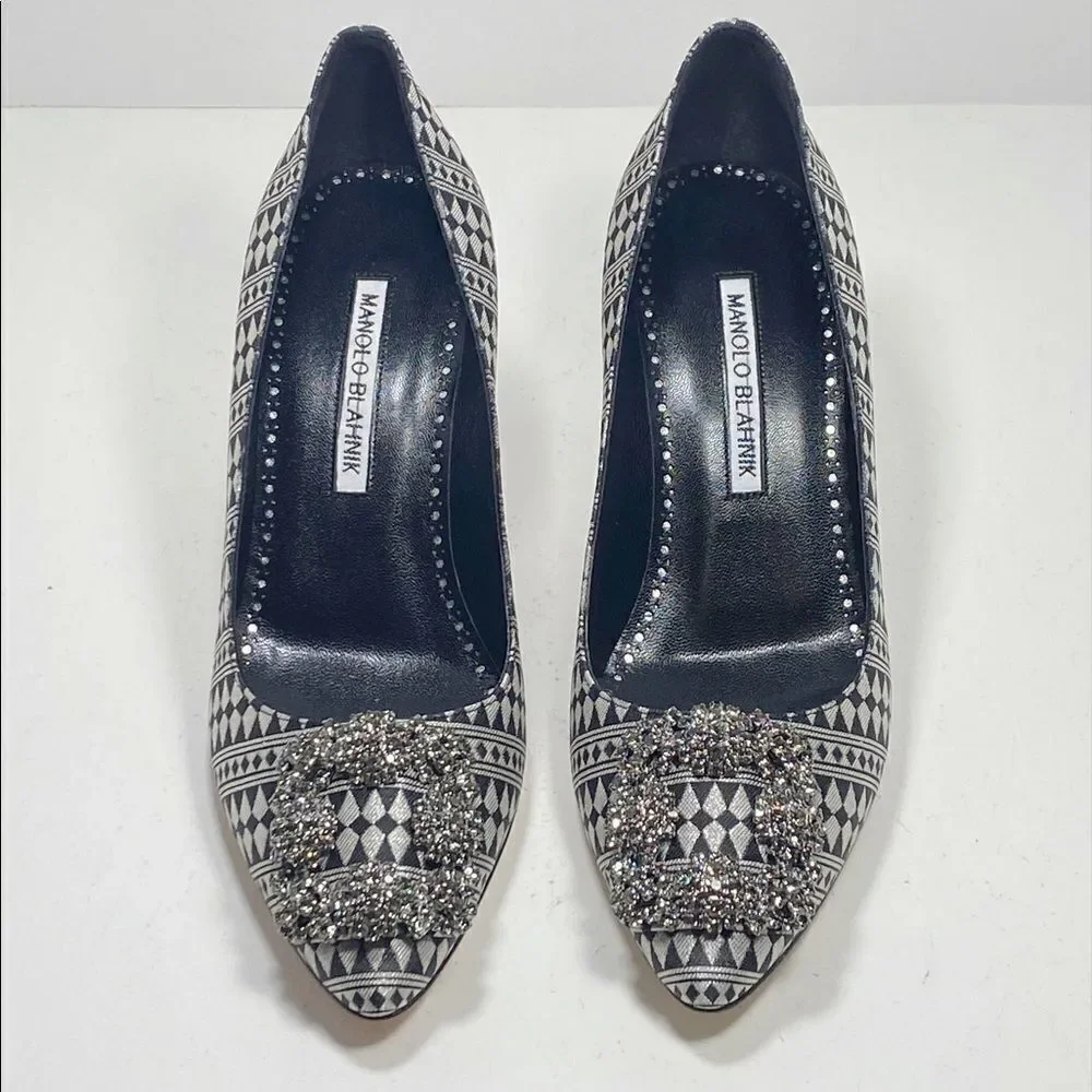 Manolo Blahnik Hangisi 70 Embellished Print Pumps